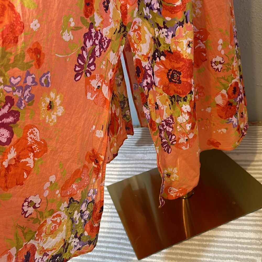 Brooks brothers red fleece cotton floral maxi dress in salmon color size 12 - Picture 3 of 11